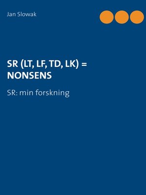 cover image of SR (LT, LF, TD, LK) = NONSENS